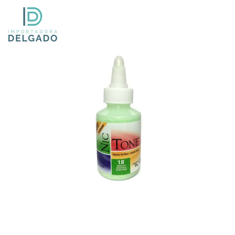 ACRILICO NIC TONE RAPIDO 35GRS #18 VERDE CON DIAMANTINA