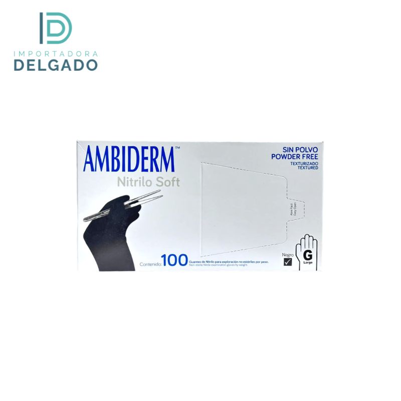 GUANTES DE NITRILO NEGRO L CAJA 100U AMBIDERM