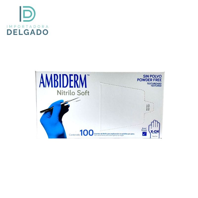 GUANTES DE NITRILO AZUL ROYAL XCH CAJA 100U AMBIDERM