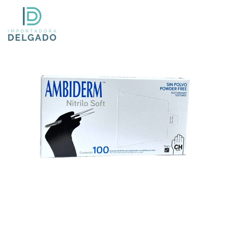 GUANTES DE NITRILO NEGRO CH CAJA 100U AMBIDERM