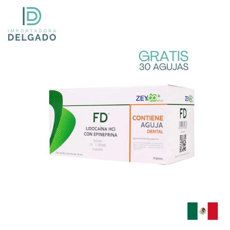 Anestesia ZEYCO 2% 1:100 Plastico Caja + Gratis 30 Agujas