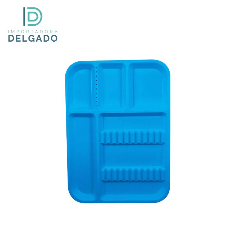 Bandejas GRANDE De Plastico Con Divisiones  CELESTE