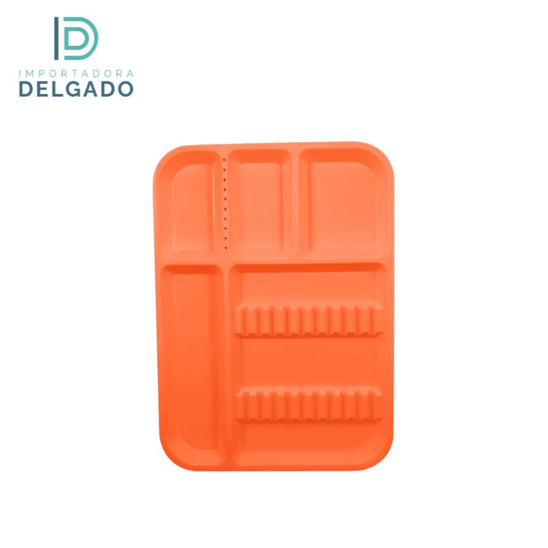 Bandejas GRANDE De Plastico Con Divisiones  NARANJA