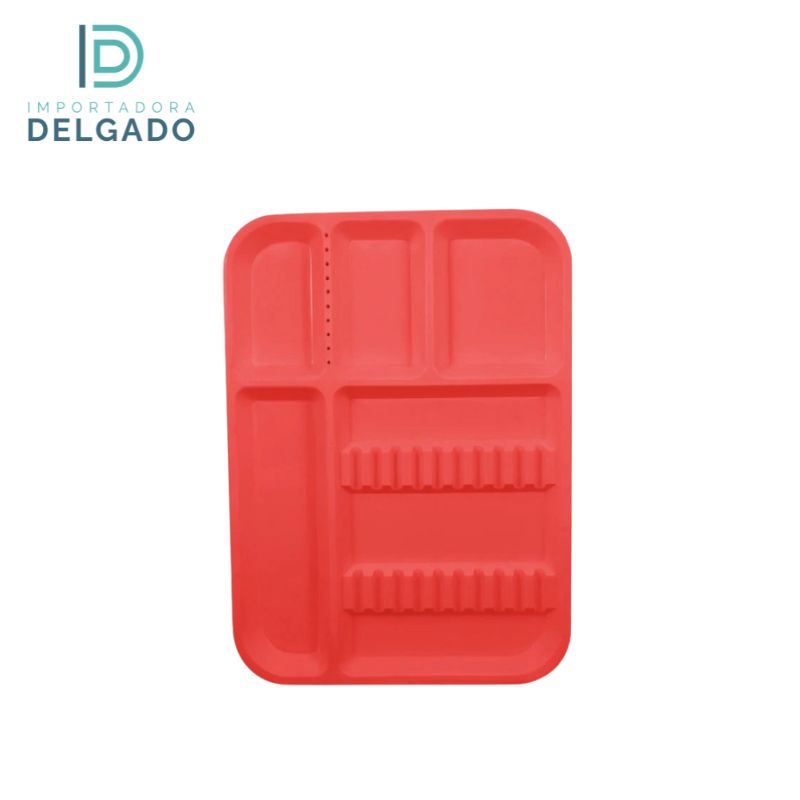 Bandejas GRANDE De Plastico Con Divisiones  ROJO