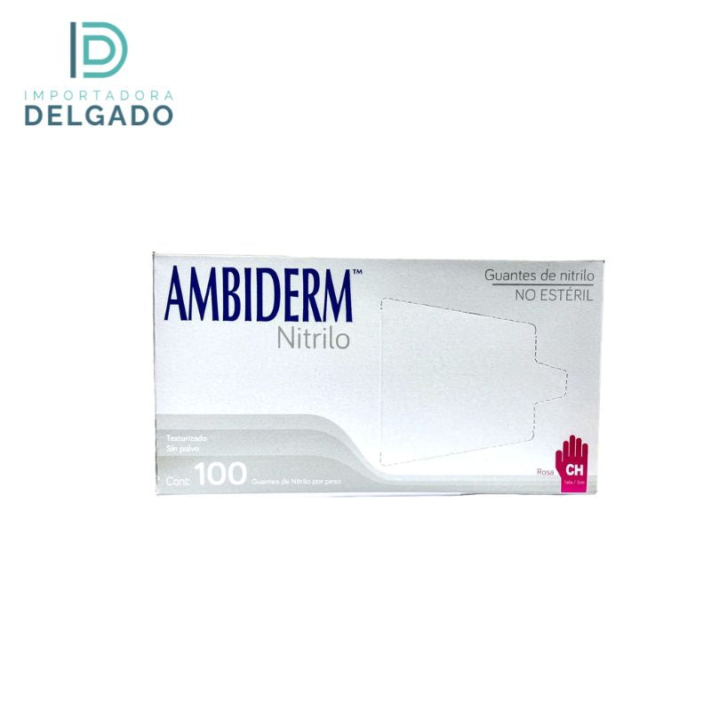 GUANTES DE NITRILO ROSA CH CAJA 100U AMBIDERM