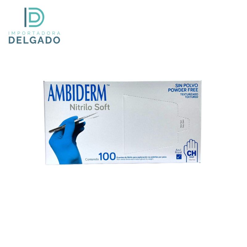 GUANTES DE NITRILO AZUL ROYAL CH CAJA 100U AMBIDERM