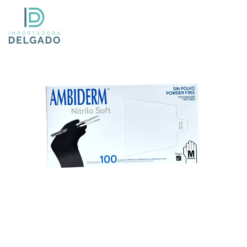 GUANTES DE NITRILO NEGRO M CAJA 100U AMBIDERM