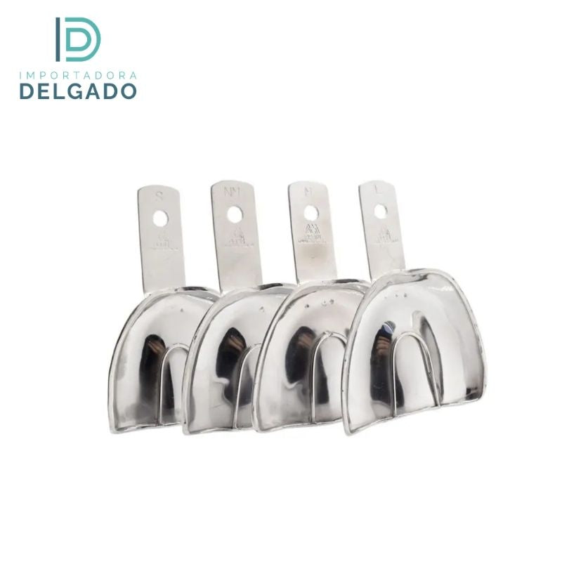 KIT DE CUBETAS DE METAL NO PERFORADAS CON 8 PIEZAS EDENTULOS