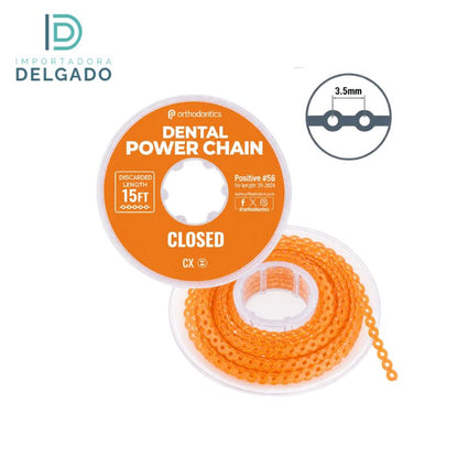 CADENA ELASTICA DE ORTODONCIA ABIERTA NARANJA