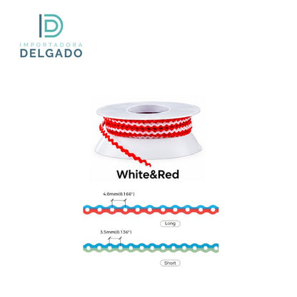 CADENA ELASTICA DE ORTODONCIA CERRADO ROJO Y BLANCO
