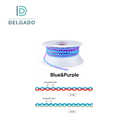 CADENA ELASTICA DE ORTODONCIA ABIERTA ROSADO Y AZUL
