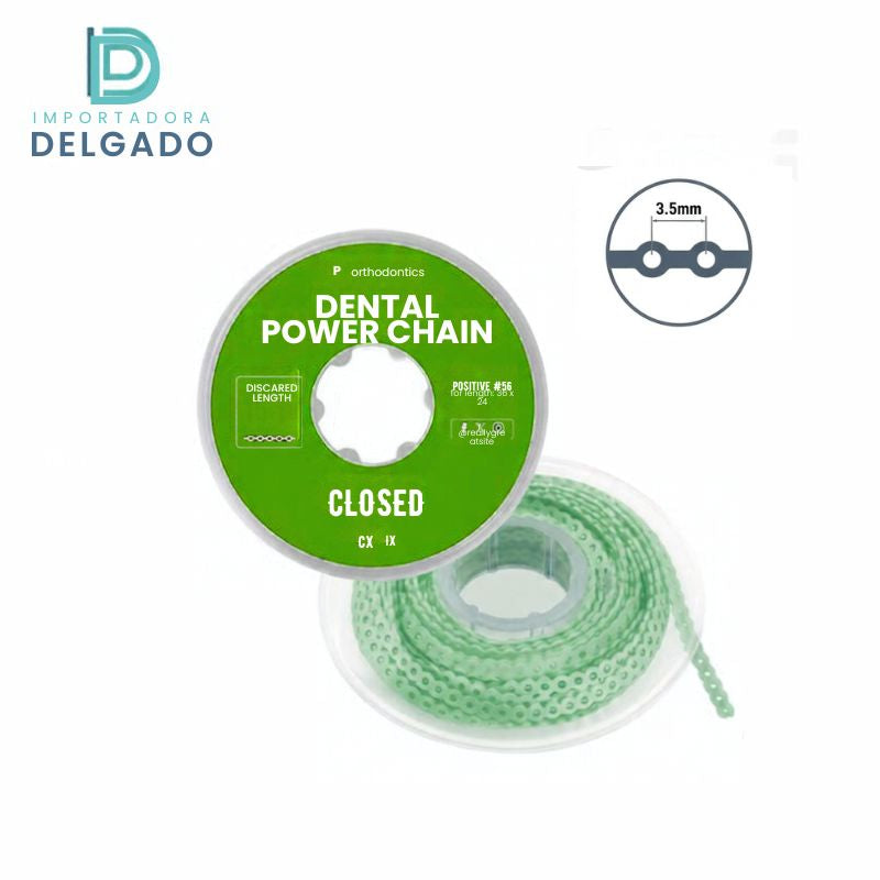 CADENA ELASTICA DE ORTODONCIA ABIERTA VERDE TRASLUCIDA