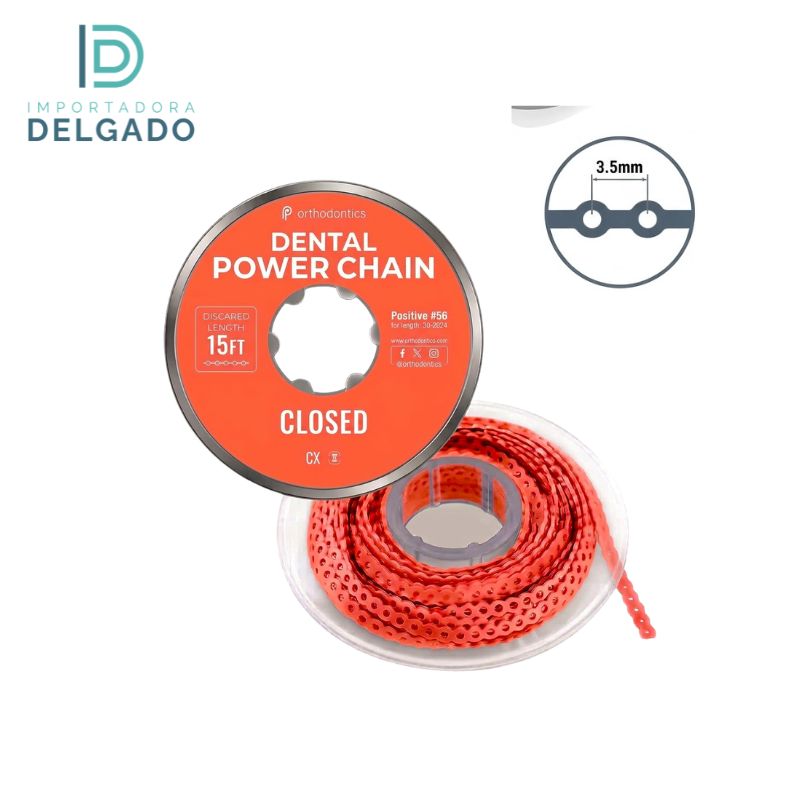 CADENA ELASTICA DE ORTODONCIA ABIERTA NARANJA BERMELLON