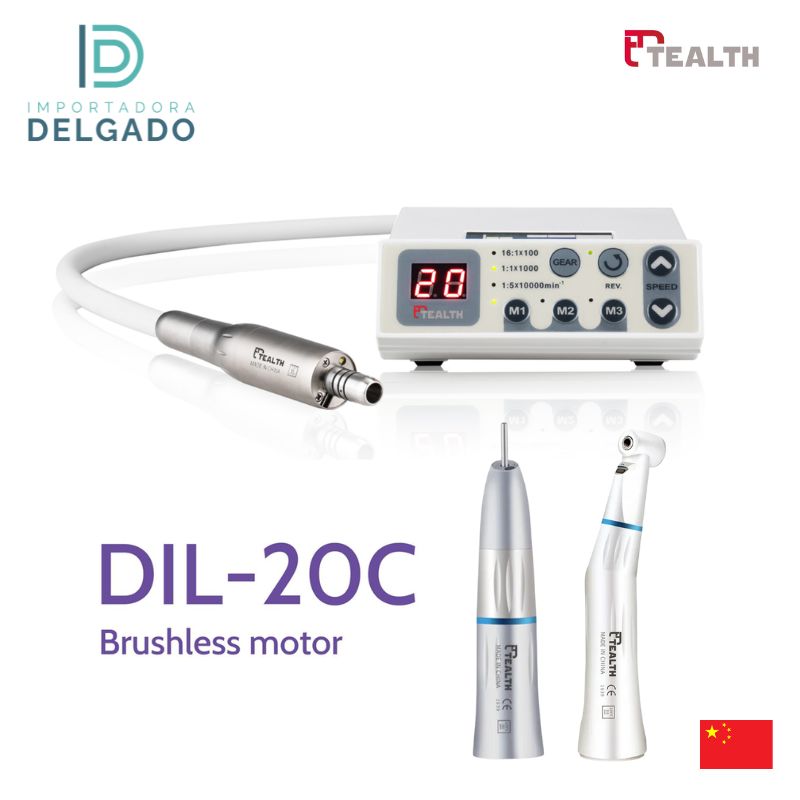 MOTOR ELECTRICO TEALTH + PIEZA RECTA LED Y CONTRANGULO FIBRA OPTICA LED