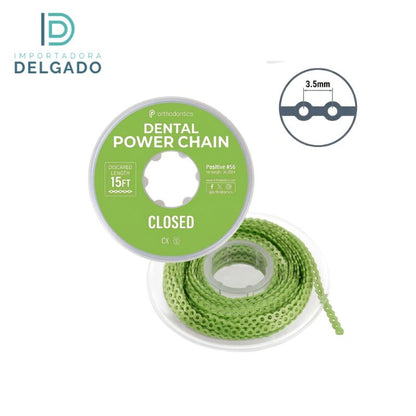 CADENA ELASTICA DE ORTODONCIA ABIERTA VERDE MANZANA