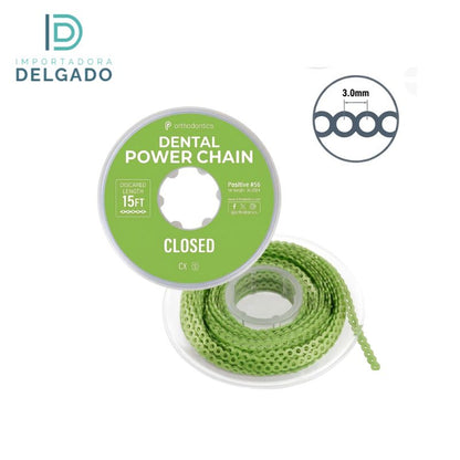 CADENA ELASTICA DE ORTODONCIA CERRADO VERDE MANZANA